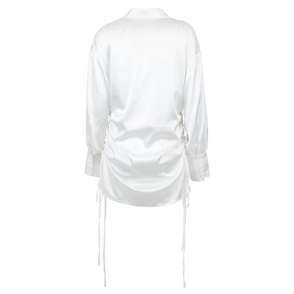 Шикарное шелковое платье рубашка с рюшами на пуговицах и длинным рукавом