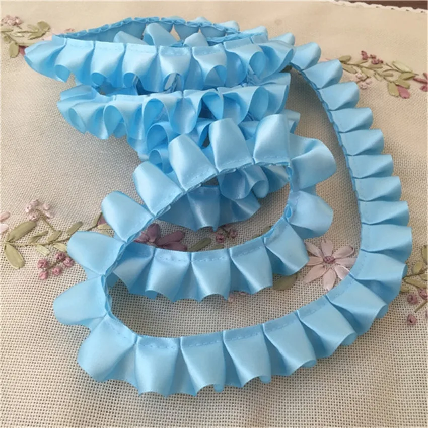 5 ярдов шифоновая атласная плиссированная кружевная отделка гофрированная Лента