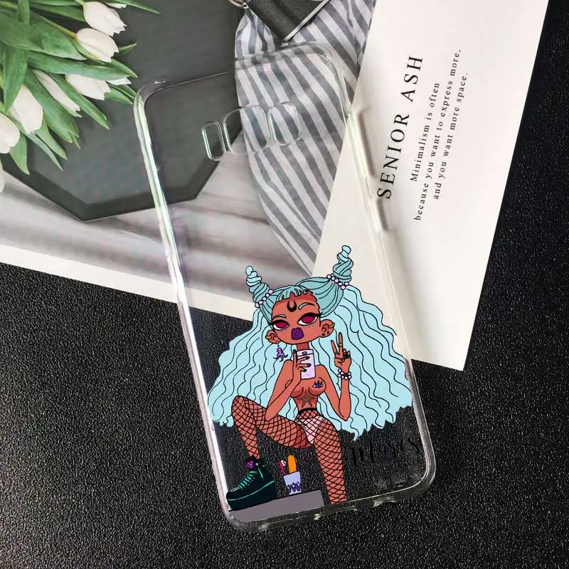 Афро для девочек черного цвета Magic меланина попсовое чехол для телефона для samsung A7 S6 S7 края крышки для samsung S10 E S9 S8 плюс мягкий чехол из ТПУ с принтом" - Цвет: TPU A296