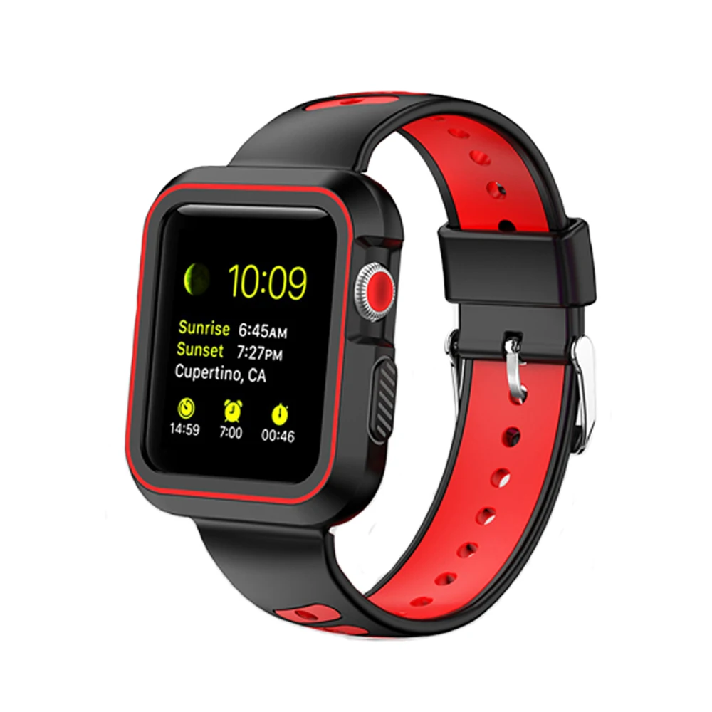Спортивный силиконовый чехол + ремешок для Apple watch band 42 мм 38 44 40 Iwatch 4 3 2 1 correa TPU PC и