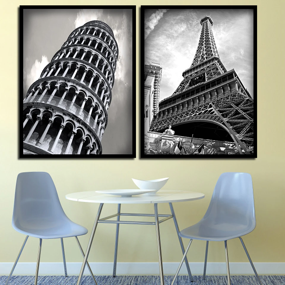 Nordic печати плакатов Пизанская башня фотографии всемирно известный здание Парижа