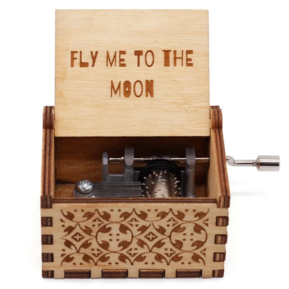 Fly Me To The Moon Горячая деревянная рукоятка музыкальная шкатулка игра трон падение в любовь Дракон баллгт Звездные войны Рождество Детские подарки на день рождения - Цвет: Fly Me To The Moon