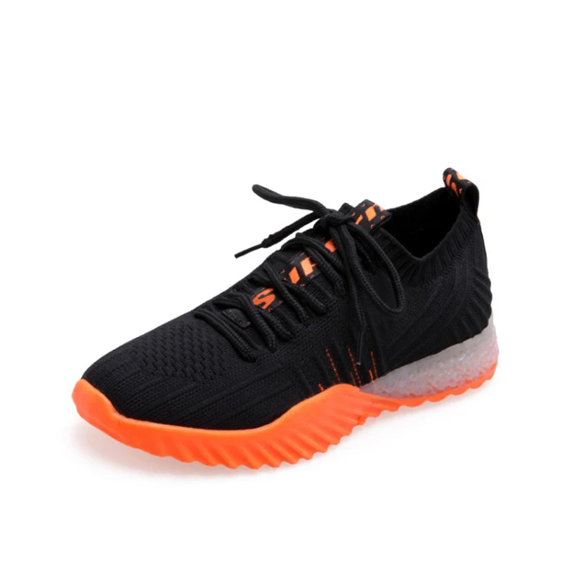 black-orange Женские носки на платформе, черные, оранжевые, зеленые, белые кроссовки, ботинки с массивным каблуком, сетка, tenis feminino, кроссовки, повседневная обувь - Цвет: black-orange