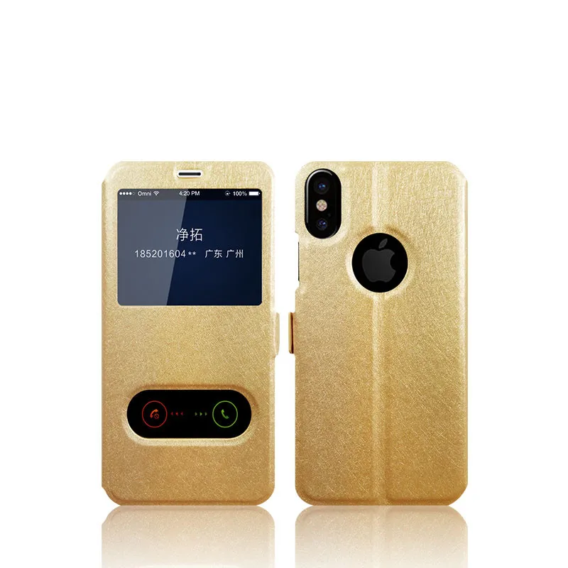 Роскошный флип чехол для телефона из искусственной кожи iphone XS XR Max с окошком