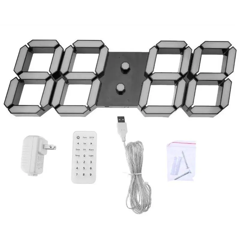 Дисплей часы EU/US/UK Plug большие настенные часы Современный 3D светодиодный цифровой настенные часы с пультом дистанционного управления домашний декор 24 или 12 часов