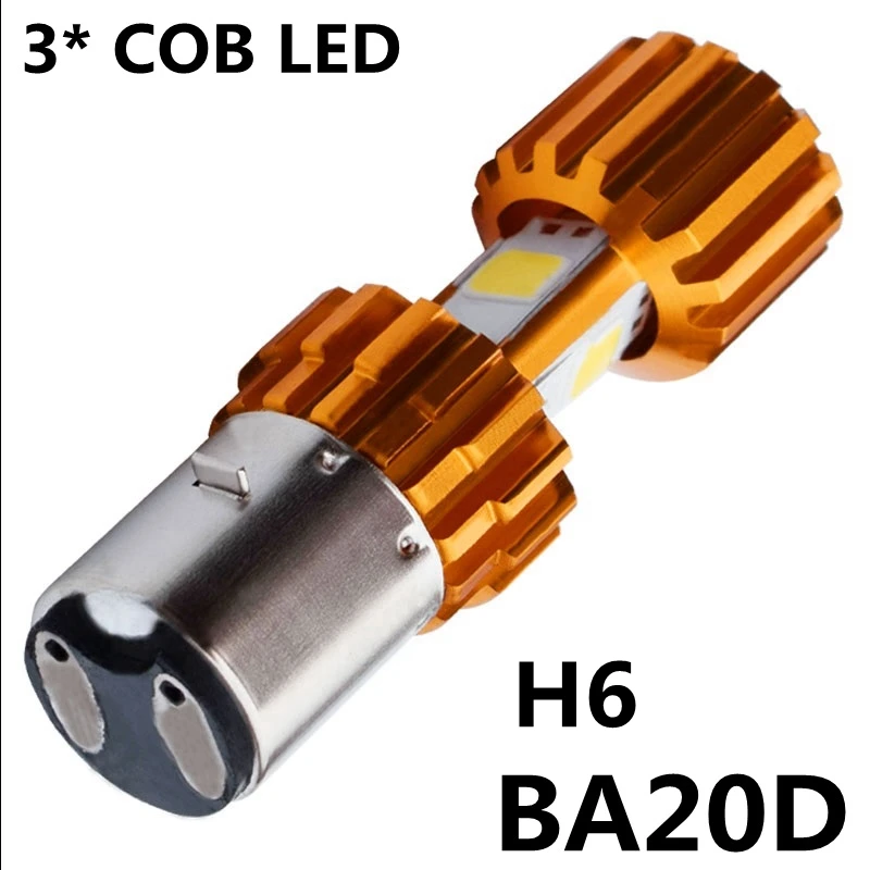 1 шт. H4 H6 BA20D H6M PX15d P15D25-1 светодиодный фары для мотоцикла 2000LM супер яркий 3* COB светодиодный Hi/Lo фонарь для скутера противотуманные фары
