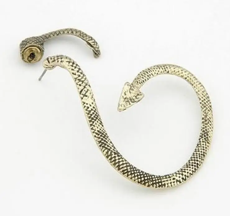 Vintage Punk Clip Earrings Stud earring Hyperbole Trendy Animals Snake Men Women Large Long unilateral Side Serpentine Jewelry G | Украшения