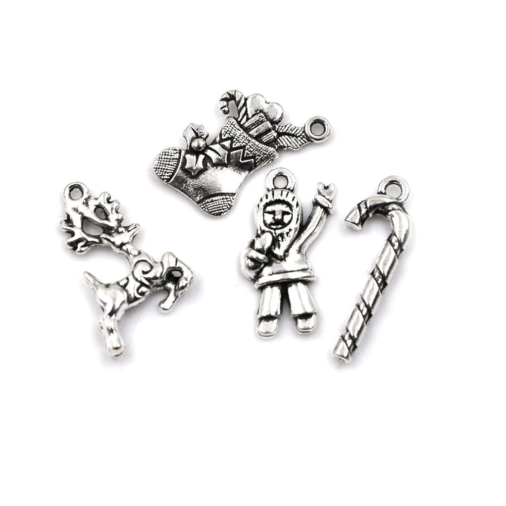 Wholesale 19pcs /set Christmas Charm Antique Plated Snowflake Charms Pendants Fit Bracelet Jewelry Making Accessories | Украшения и