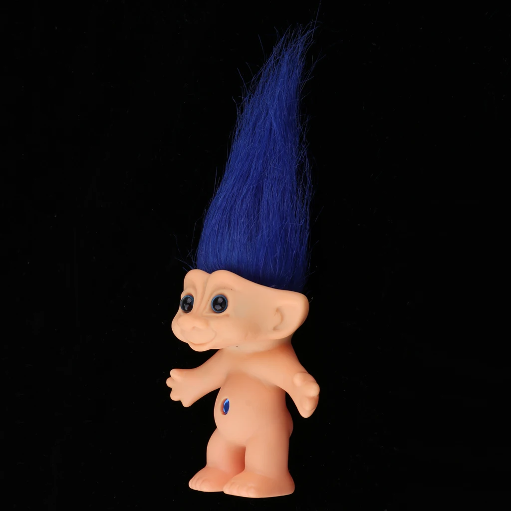 Голубой цвет 10 см Lucky Troll Кукла Мини Фигурки Игрушка для торта топперы кукольный домик Декор Детский подарок на день рождения