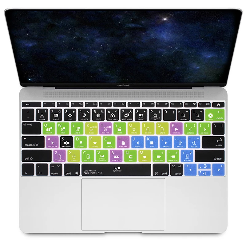 Final Cut Pro X HRH Ableton Live premium Pro CC Final Cut Pro X Avid Pro инструменты США Силиконовые ярлыки клавиатура чехол для Macbook retina 12 A1534 - Цвет: Final Cut Pro X