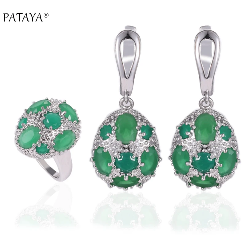 Женские серьги кольца PATAYA романтические винтажные круглые длинные зеленого