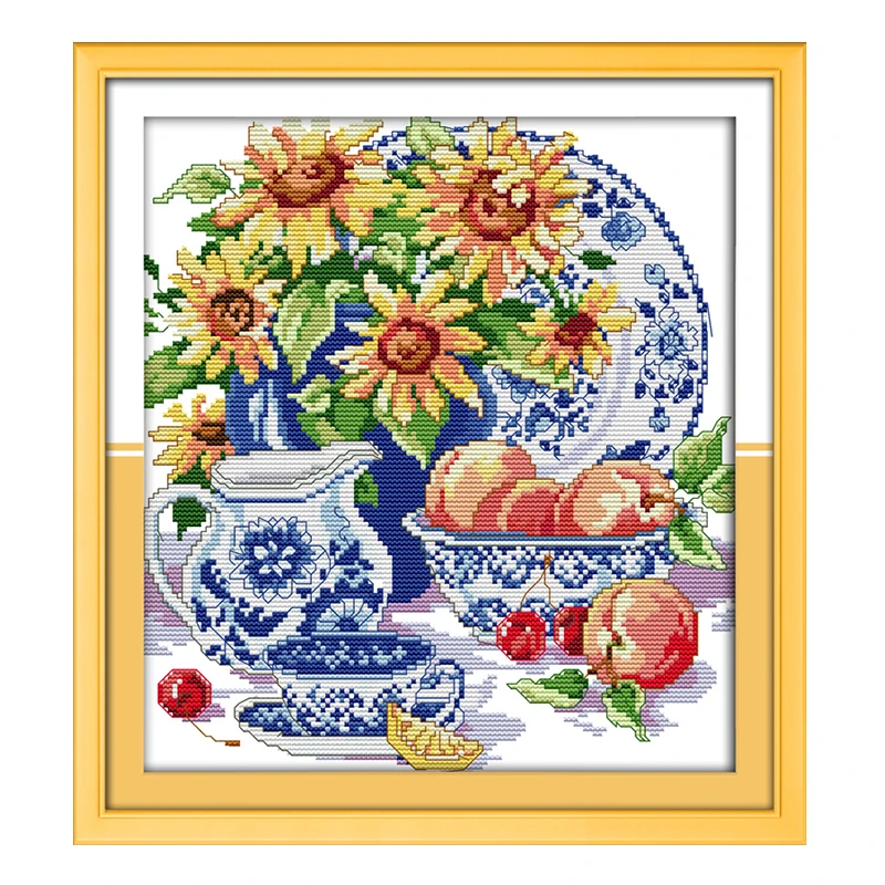 JoySunday Китайская вышивка крестиком Сделай Сам Селадон подсолнух цветок