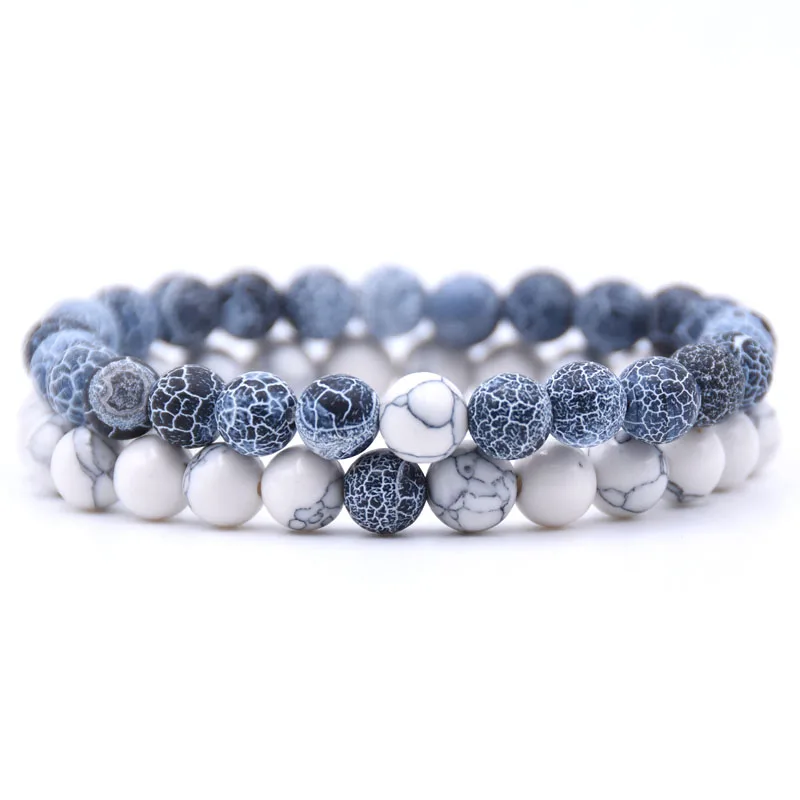 

HONEYYIYI 2pcs/set Natural Stone Mixing 8mm beads Bracelet For Women Jewelry Bracelets & Bangles gifts pulseras