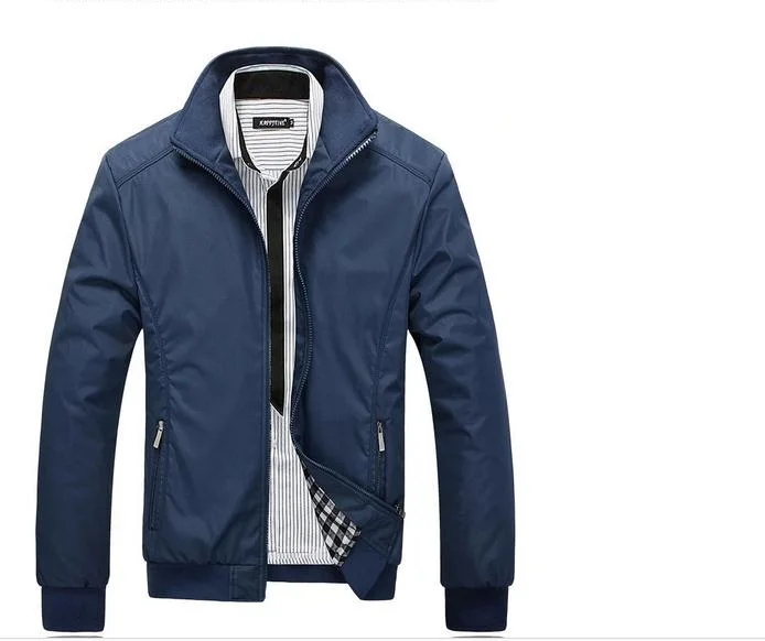 Куртка мужская демисезонная однотонная на молнии с воротником стойкой|business casual