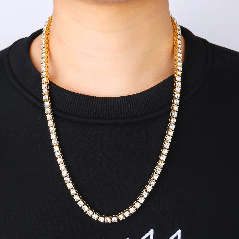 Мужское ожерелье s Iced Out 1 ряд Стразы колье Bling Crystal теннисная цепочка на шею для мужчин хип-хоп ювелирные изделия Прямая поставка