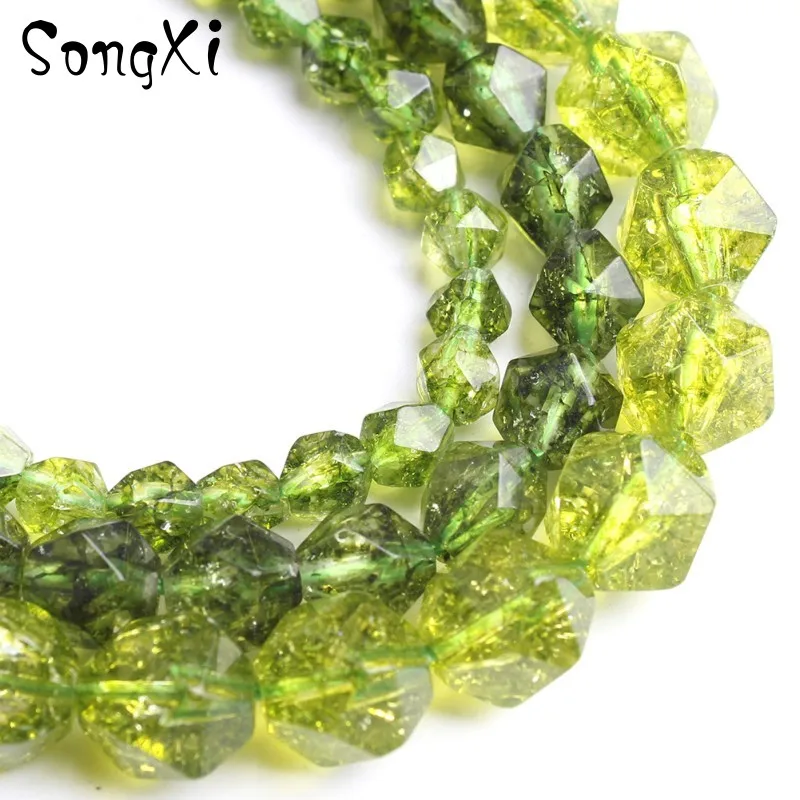 Граненые бусины ЗЕЛЕНЫЙ КАМЕНЬ Перидот круглые россыпью для изготовления