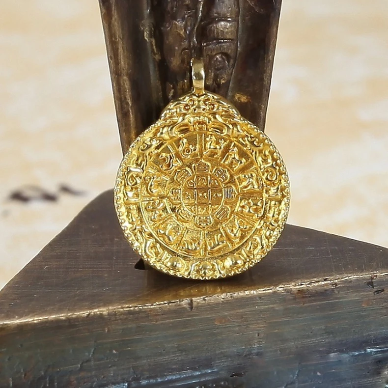 Тибетские восемь диаграмм чуринга Lucky Jiugong Bagua Amulet из чистой меди диаметр 13 мм