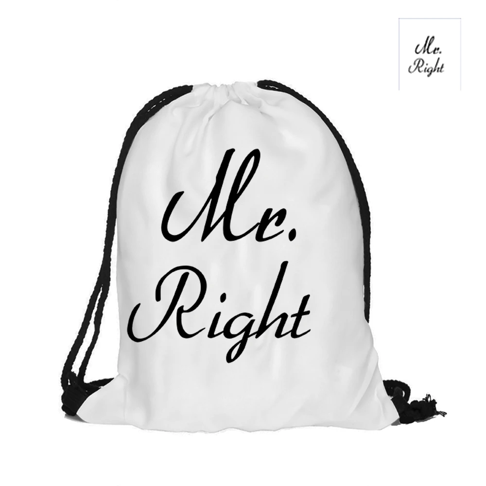 Рюкзак Mr Mrs Right с принтом на шнурке модные сумки из полиэстера для пар сумка
