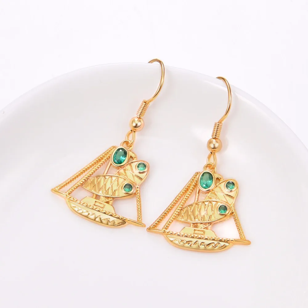 Lakatoi Dangle Earrings Gold Color Crab Claw Sail Neckalce Papua New Guinea/Australia/Indian Jewelry E2899K | Украшения и