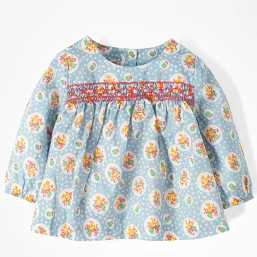 Little maven/детская брендовая одежда для маленьких девочек; осень г.; дизайн; хлопковые топы для девочек с цветочным принтом; футболка со складками; 51246