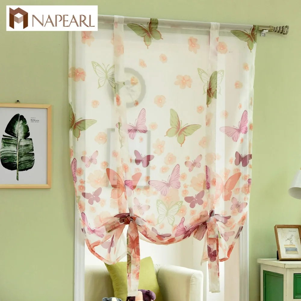 NAPEARL, кухонные шторы, Короткие римские шторы, Бабочка, отвесная панель, занавески для двери, оконные занавески, вуаль, тюль, занавеска на окно