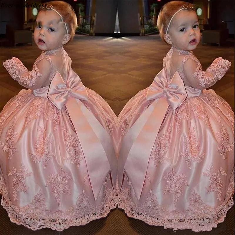 Милые розовые платья с цветами для девочек на свадьбу бальные кружевной