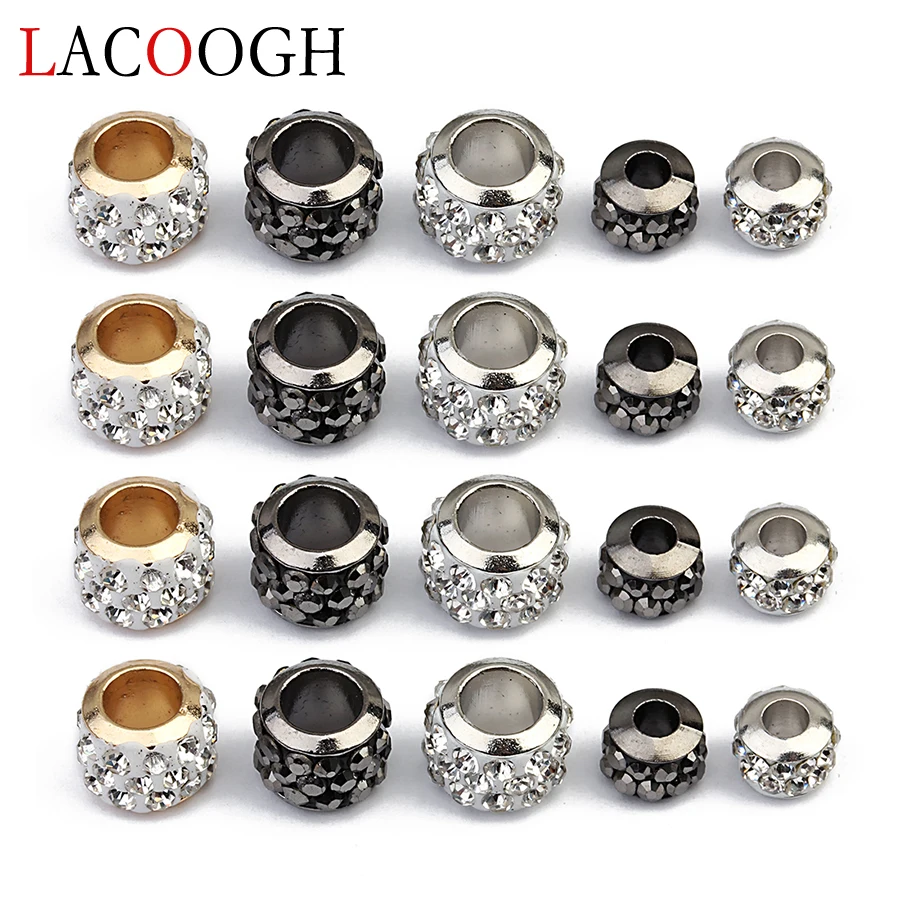 

20pcs 3mm 5mm Hole Beads Gunblack Gold Color Silver Color Loose Spacer Round Crystal Charm Bead 9*7mm 7*5mm for Jewelry Findings
