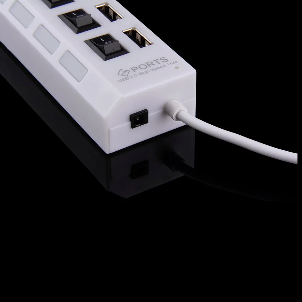 Высокое качество переключатель включения/выключения мини 7 портов USB 2,0 высокоскоростной концентратор Белый для ноутбука для ПК черный эргономичный дизайн