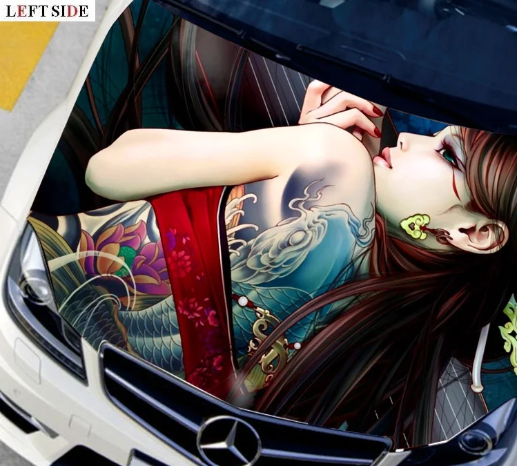 Наклейки для автомобиля с левой стороны HD струйный сделанный на заказ капюшон