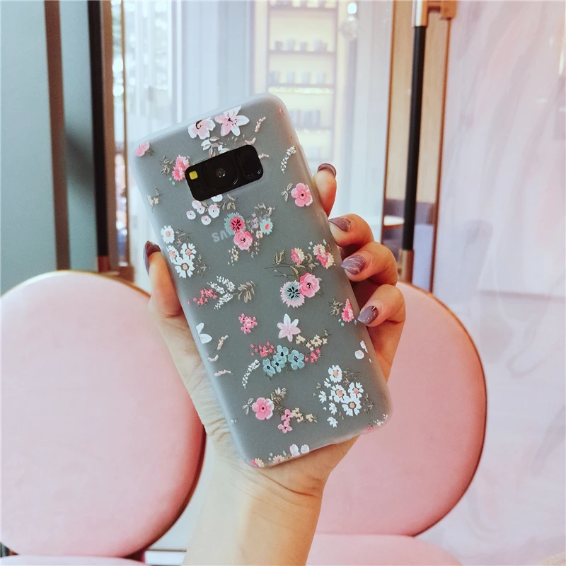 Простой ретро чехол с цветами для Samsung S7 edge S8 S9 Plus мягкий силиконовый из ТПУ