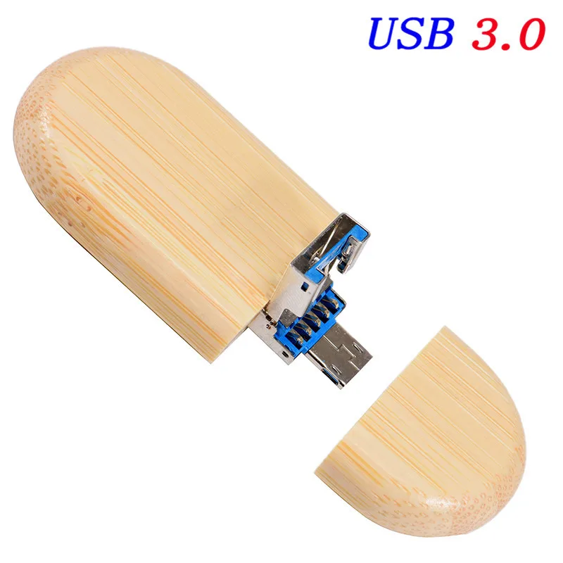 JASTER деревянный 2-в-1 сменный интерфейс USB 3,0 PC и Android usb флеш-накопитель 4 Гб до 128 ГБ Пользовательский логотип U диск - Цвет: Bamboo