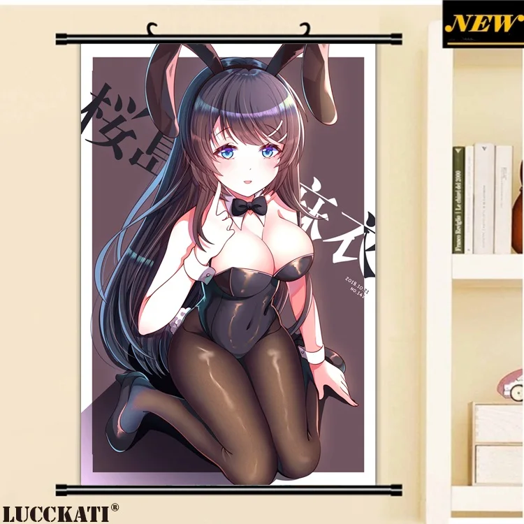 40X60 см, серия Seishun Buta Yarou, животные, заячьи уши, каплей лоли, мультфильм, аниме, Настенная картина, плакат, прокрутка, Картина на холсте