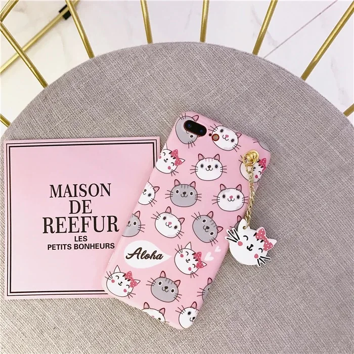 Cute Carton Cat Cases For Oppo F5 F7 Mobile Phone Full Back Covers With Pendant Soft Tpu Case A73 F1S Fundas |