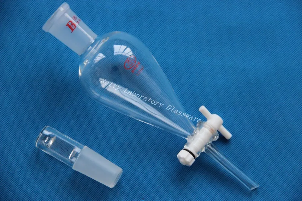 

125mL Pyriform Separatory funnel, Drop funnel with straight tip out for drip, 24/40 joint,PTFE Stopcock