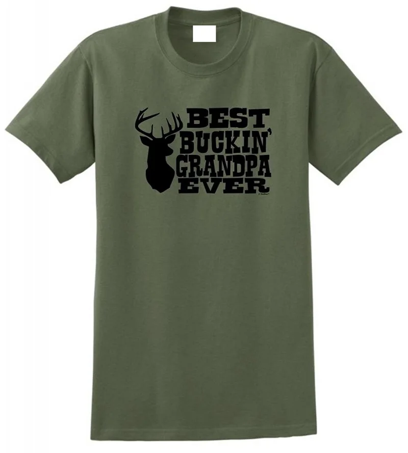 100% Cotton Brand New T Shirts Crew Neck Short Sleeve Printing Machine Mens Best Buckin' Grandpa Ever | Мужская одежда