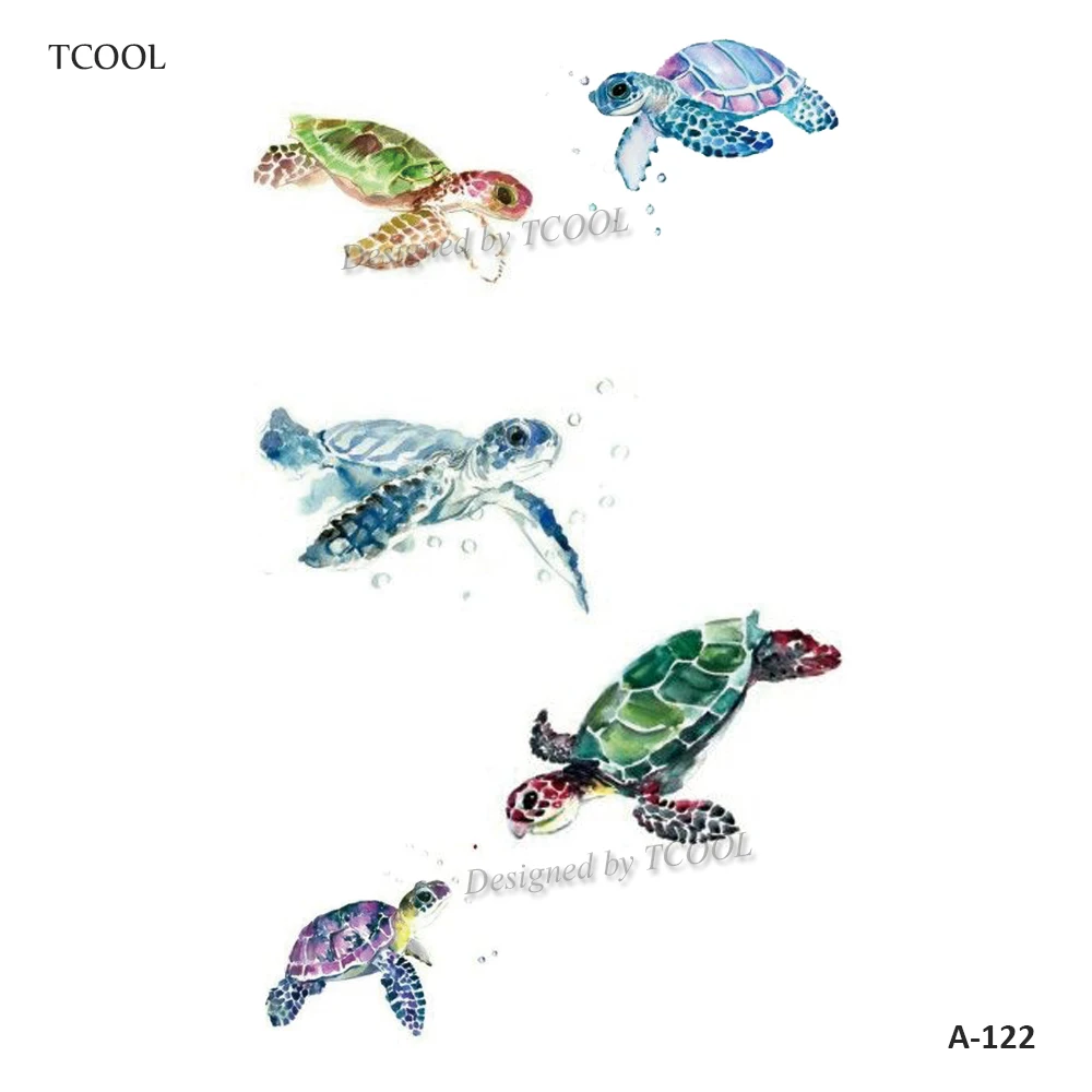 HXMAN Временная тату-наклейка с цветными черепахами женские татуировки для девочек