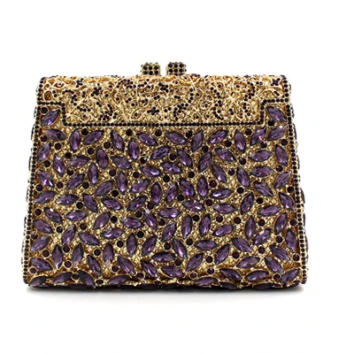 Женские золотые вечерние сумки Женский Свадебный клатч фиолетового цвета