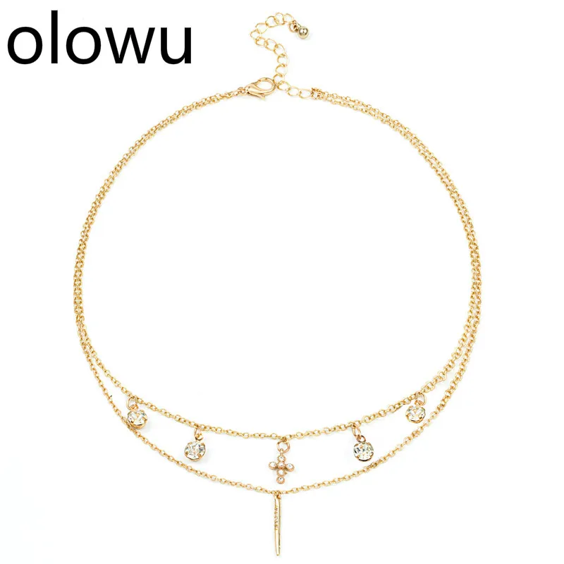 Olowu бар крест очарование уникальное заявление Бохо Ювелирные изделия Чокер