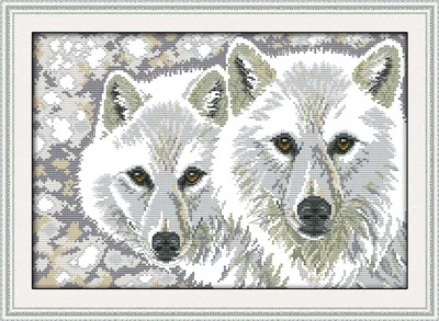 Wolf brothers Вышивка крестиком волки два волка DMC вышивки крестом волк 14CT 11CT DIY рукоделие счетный крест устанавливает для вышивания ремесла dmc вышивки крестом - Цвет: Wolf brothers