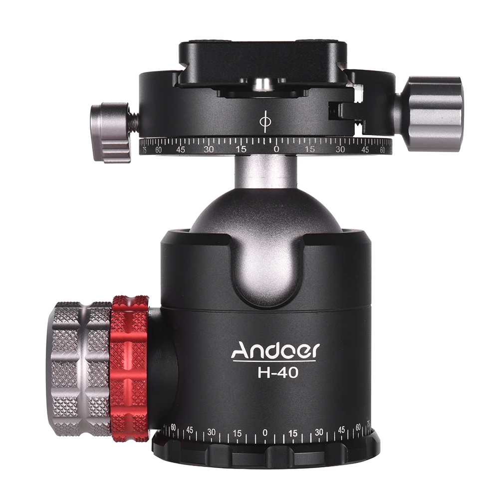 Andoer H-40 двойная панорамная головка с ЧПУ шаровая Головка Одноместный u-образный дизайн для штатива монопод DSLR ILDC камеры макс. 20 кг