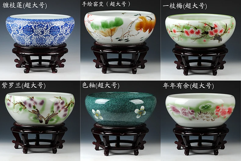 Blue and white porcelain jingdezhen ceramics shallow daikin aquarium tortoise narcissus flower pot furnishing large cylinder | Дом и сад