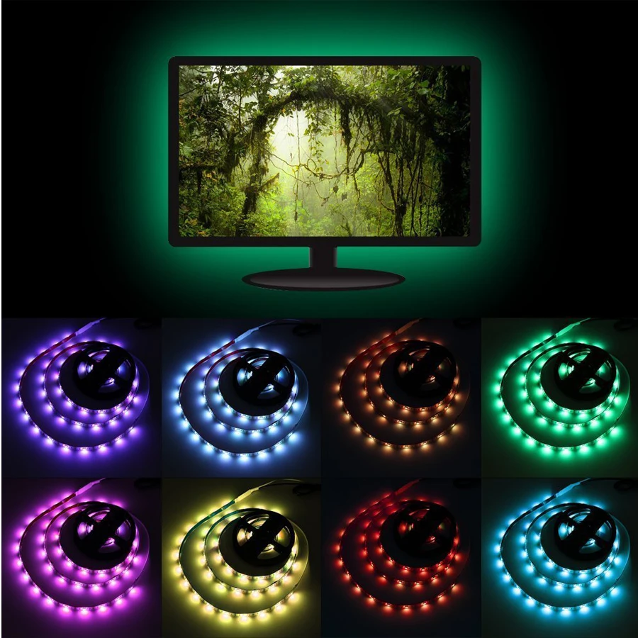 Светодиодный светильник на заднюю панель для телевизора 2x50 см + 2x100 USB RGB