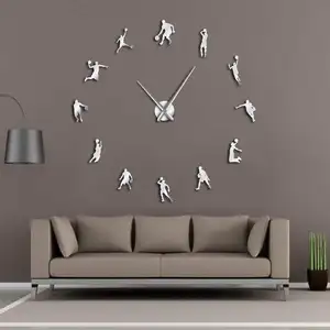 Баскетболисты DIY большие настенные часы, Баскетбол Slam Dunk стена детской комнаты декор гигантские настенные часы баскетбол настенные часы подарки