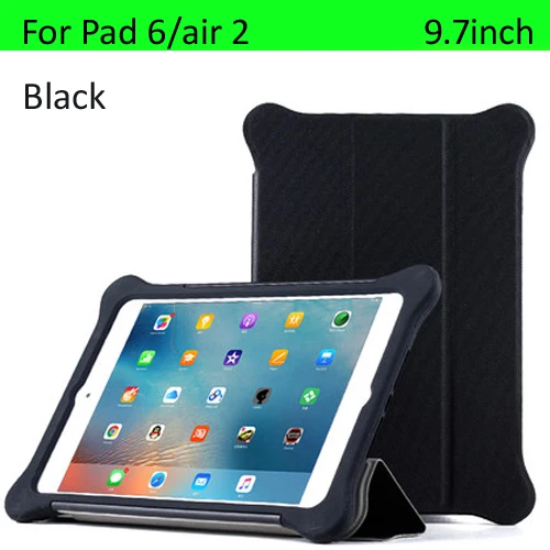 pad6 air2 black Чехол для iPad air 1/2 pro 9,7/10,5 силиконовый кожаный чехол с откидной крышкой, ударопрочный, полностью закрытый и спящий - Цвет: pad6 air2 black