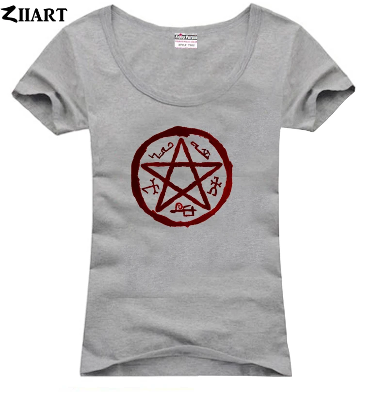 Supernatural Demon Symbols Devil's Trap Symbol одежда для пары женский o образный вырез хлопковая