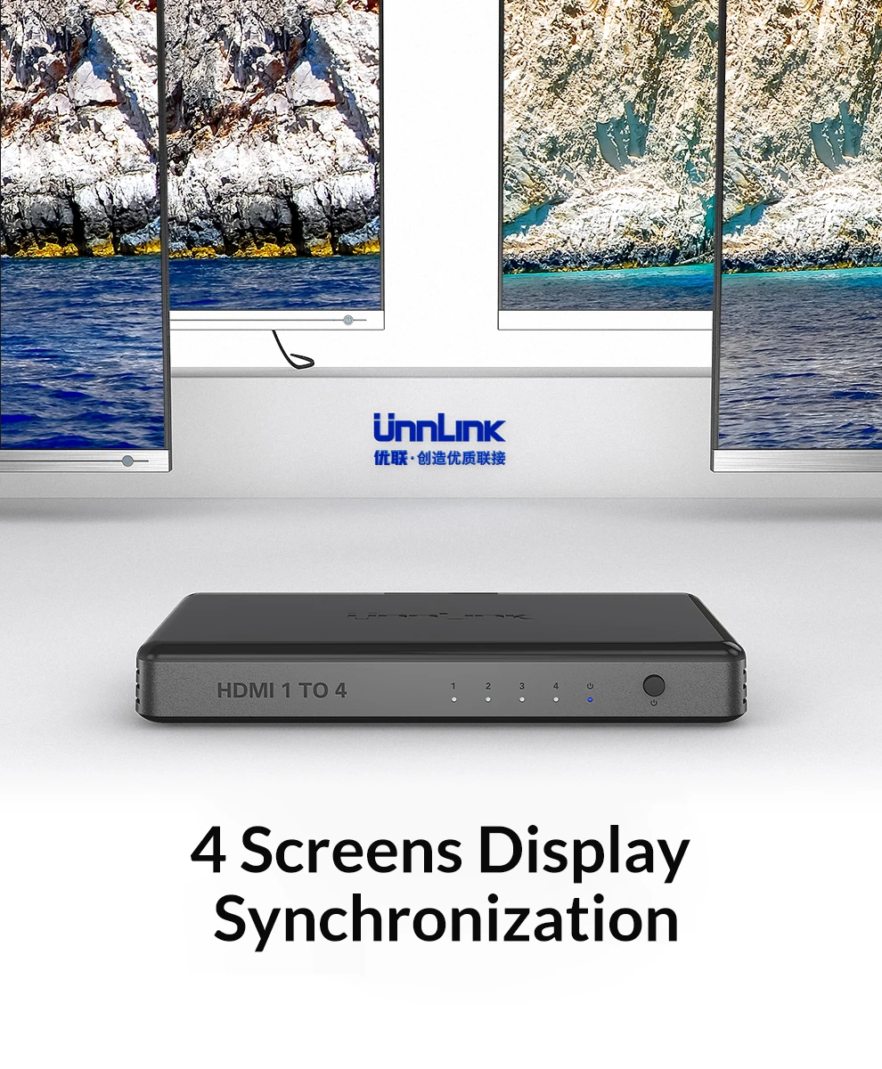 Unnlink HD mi сплиттер 1X4 UHD4K@ 30 Гц FHD1080P60 HD mi 1 в 4 светодиодный смарт-ТВ Монитор Проектор mi box3 ps4 xbox one компьютер