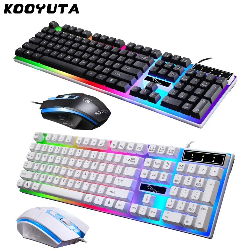 Новая Радужная светодиодная игровая клавиатура Pro набор мыши проводная USB и мышь