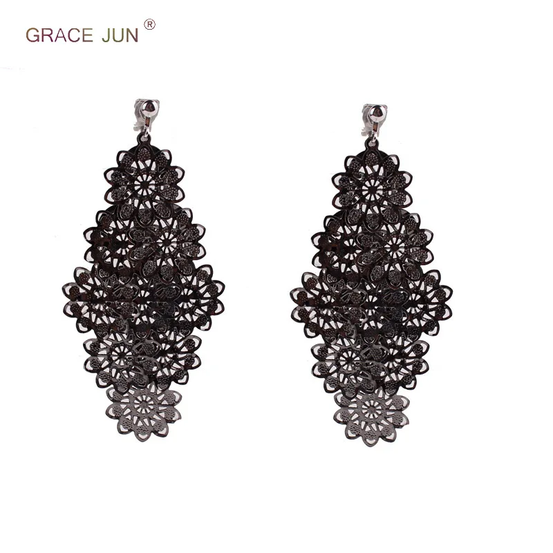 Женские серьги клипсы с подсолнухом GRACE JUN большие в форме подсолнуха новом стиле