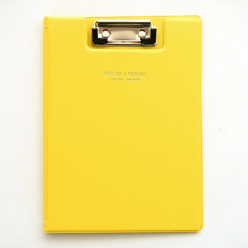 yellow А5 карамельный цвет PU прямая фанера подписанный буфер обмена складной Kawaii WordPad Вертикальная модная доска для письма канцелярские принадлежности - Цвет: yellow