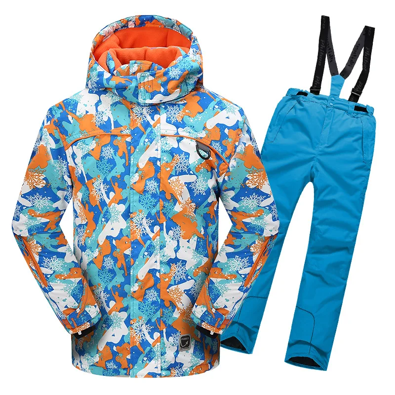 Kid Warm Thermal Hooded Fleece Inside Little Children Clothing Set